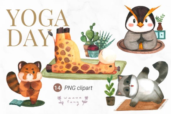 Animal Yoga Meditation Watercolor: Serene Design Assets