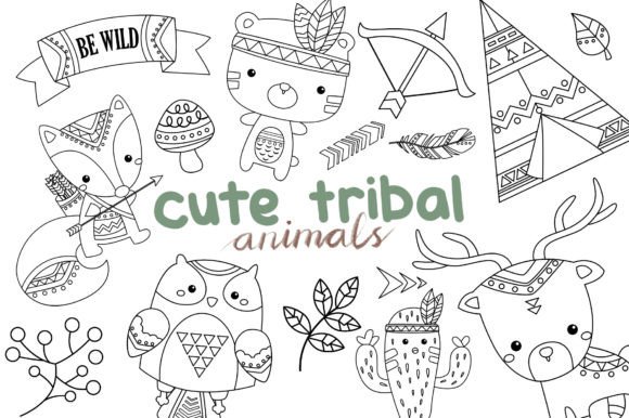 Bring Bold Spirit to Your Projects with Tribal Animal Clipart Coloring