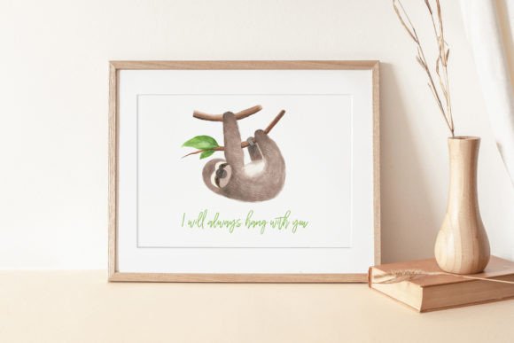 Charming Sloth Watercolor Print for Woodland Decor