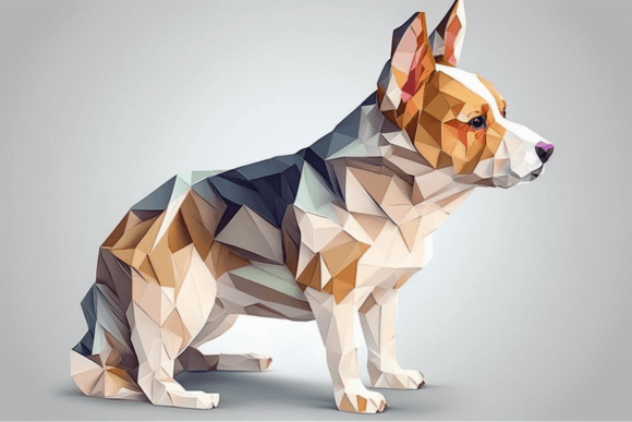 Cute Polygonal Dog 3D Low Poly Animal 2: Modern Wall Art