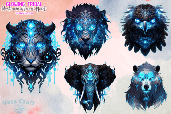 Glowing Black Tribal Animal Head Clipart: A Designer's Guide