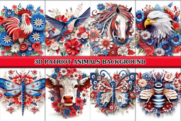 Patriotic Flair: 3D Animal Sublimation Backgrounds