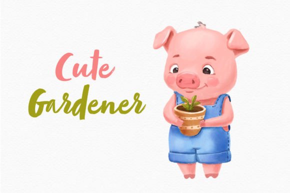 Piglet Gardener Clipart: The Cute Animal PNG Your Designs Need
