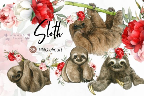 Sloth Watercolor Animal Clipart: A Charming Design Asset