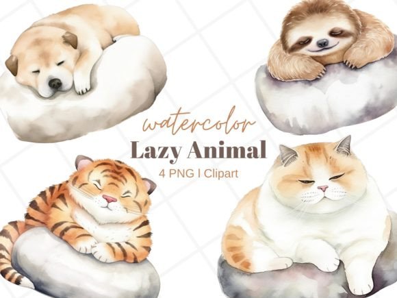 Watercolor Lazy Animal Clipart: A Gentle Touch for Modern Designs
